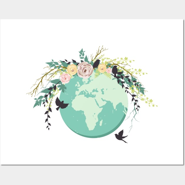 Cute Earth Day Globe Wall Art by SWON Design